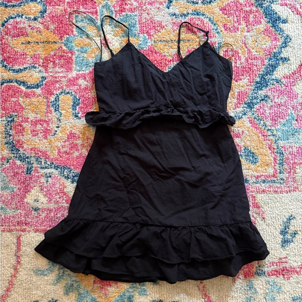 Black Ruffled Eyelet Dress